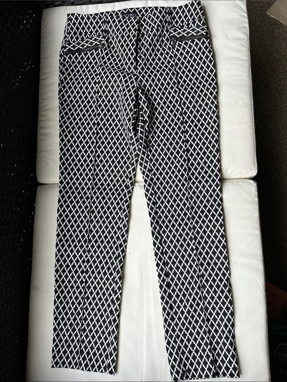 Soho Black & White Lattice Slim Pants‎
